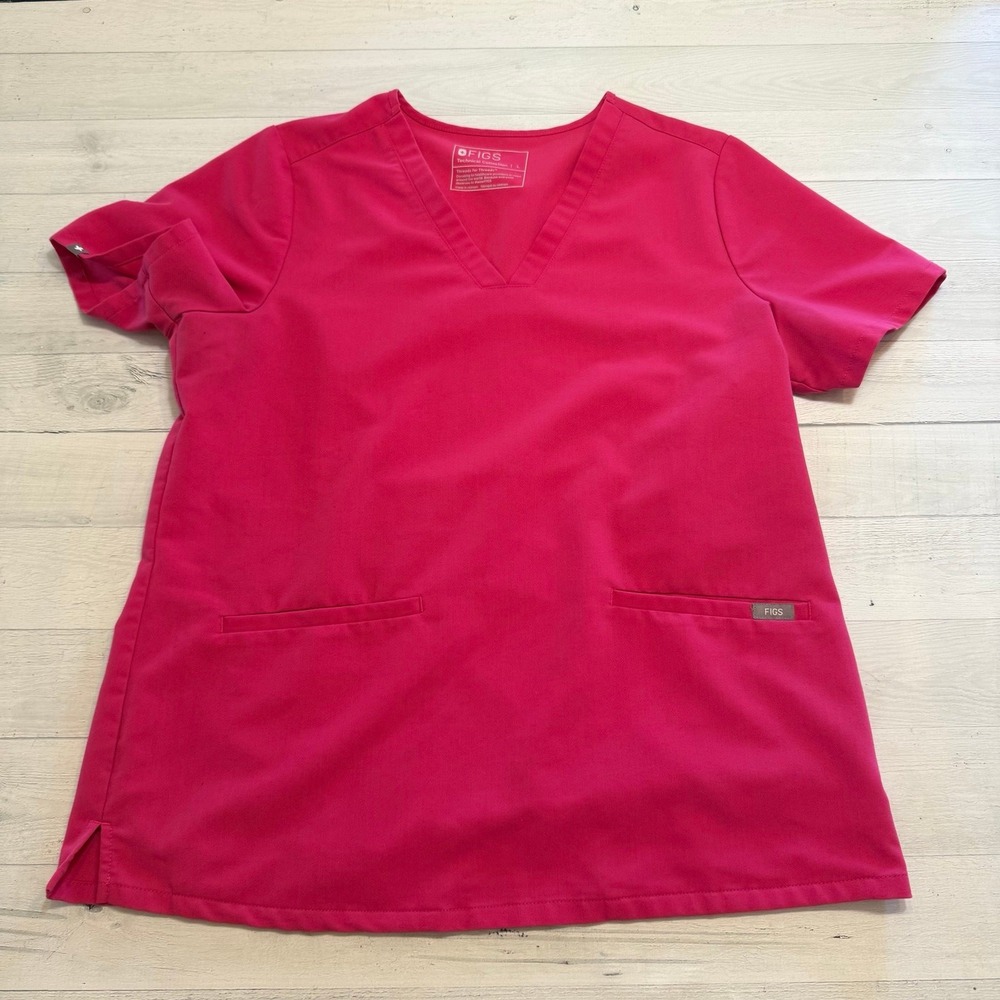 Figs Catarina One-Pocket‎ Scrub Top pink size large